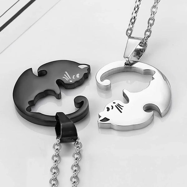 Black & White Cat Couple Necklaces