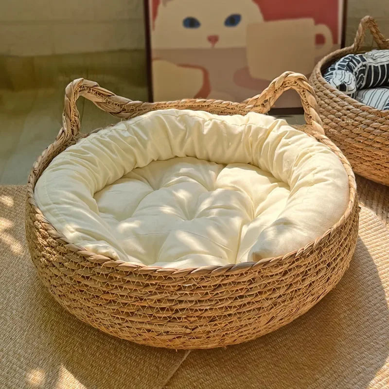 Hand-Woven Cat Basket Bed - 35 cm
