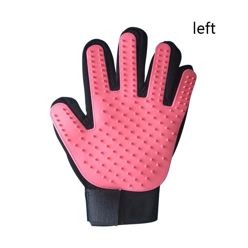 Pet Grooming Glove for Dogs and Cats - Pink Left