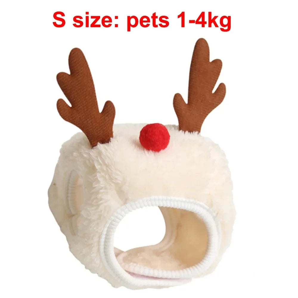 Christmas Hat or Bib for Pets - Antler hat, S (1 to 4 kg)