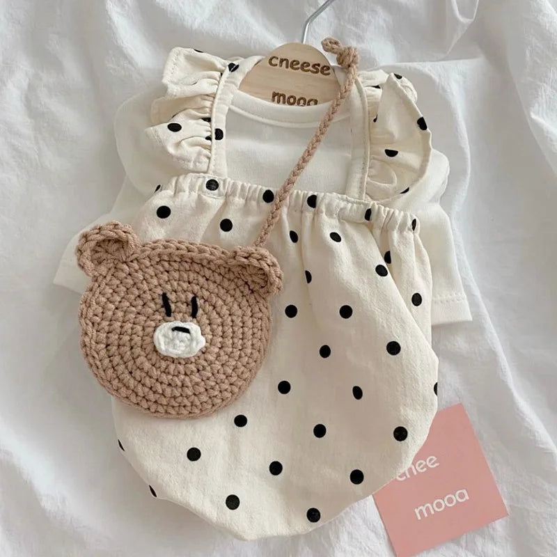 Polka Dot Summer Dress for Small Dogs - Beige / XS
