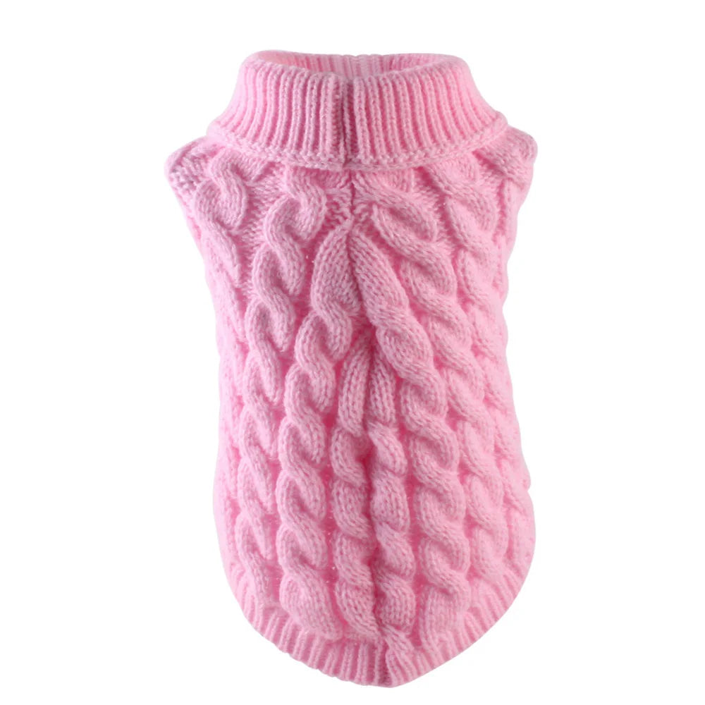 Cable-Knit Jumper for Sphynx and Small Cats - Pink / XS (0.6 to 1.5 kg)