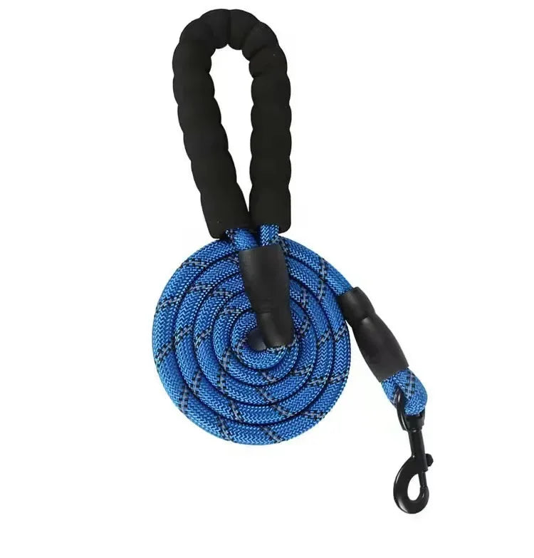 Reflective Nylon Rope Dog Lead - Blue / 0.6 cm 1.5 m