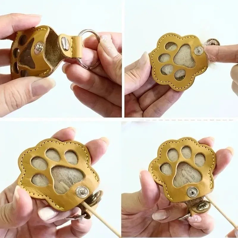 Leather Paw Fur Keepsake Locket Keyring