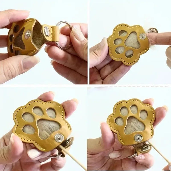 Leather Paw Fur Keepsake Locket Keyring