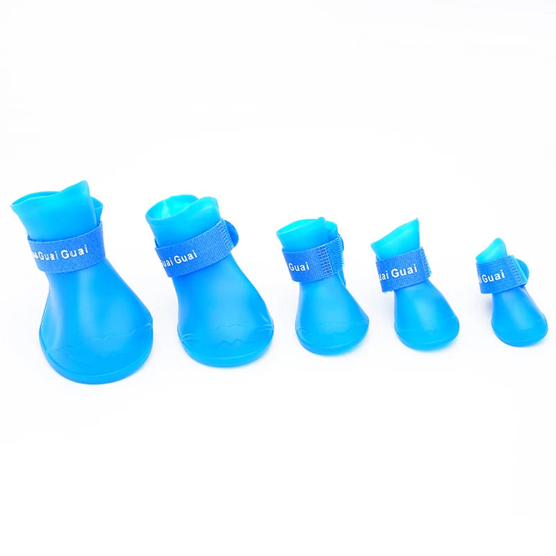Silicone Rain Boots for Dogs, Set of 4