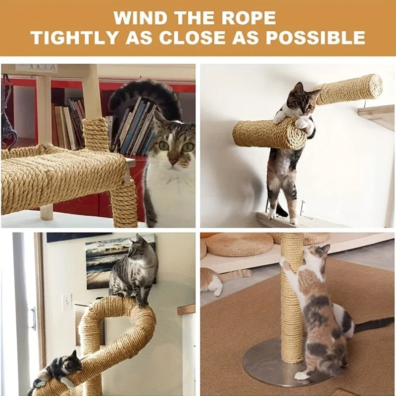 Natural Jute Rope for Cat Scratching Posts, 10 m