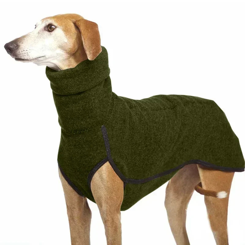 High-Neck Fleece Coat for Sighthounds - Green / S