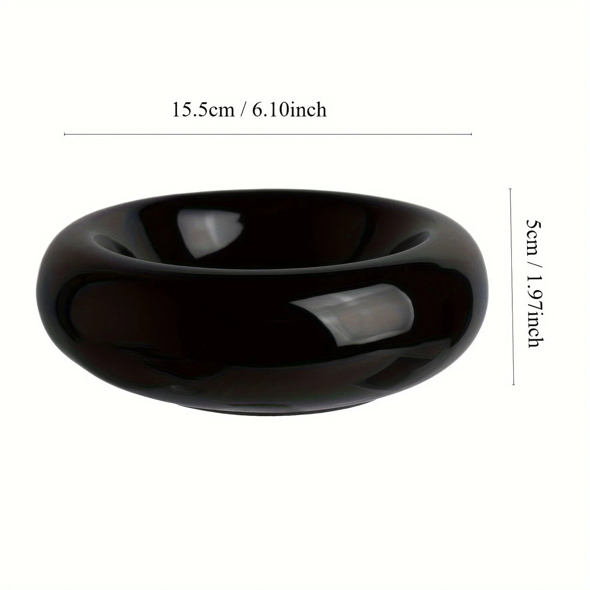Ceramic Donut Cat Bowl - Black