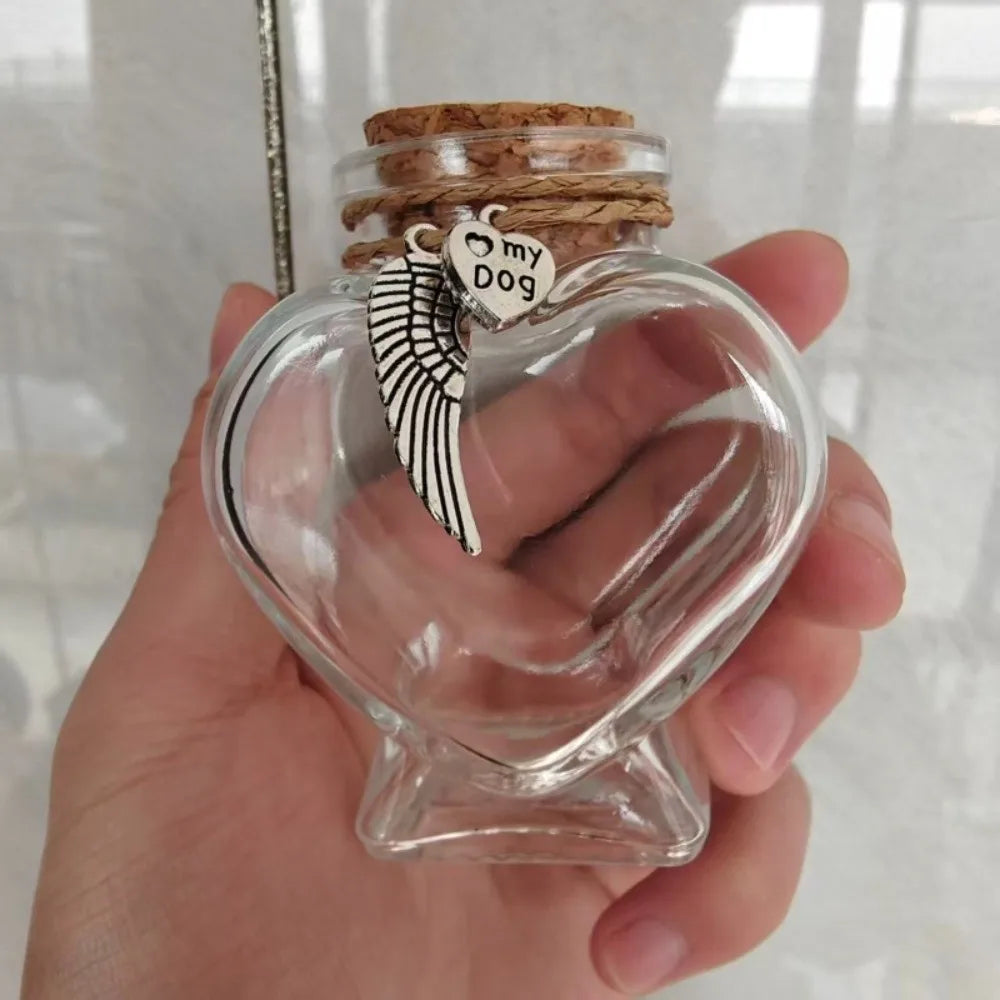 Glass Heart Fur Keepsake Bottle
