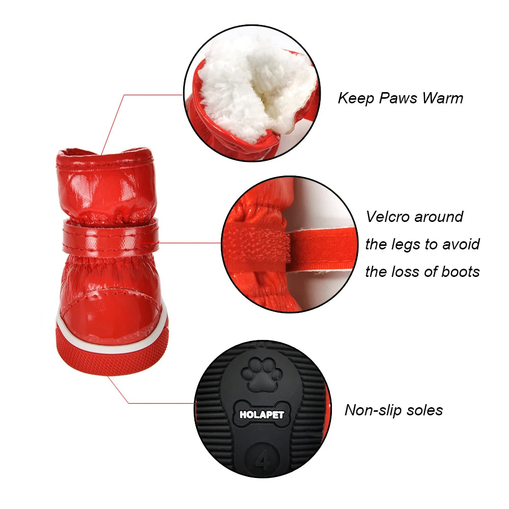 Fleece-Lined Winter Boots for Small Dogs