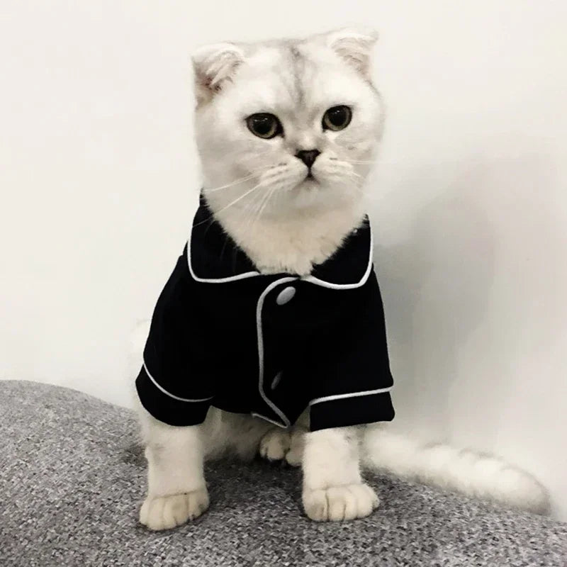 Satin-Look Pyjamas for Cats - Black / XS