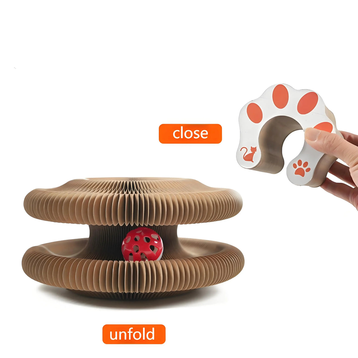 Folding Accordion Cat Scratcher with Ball