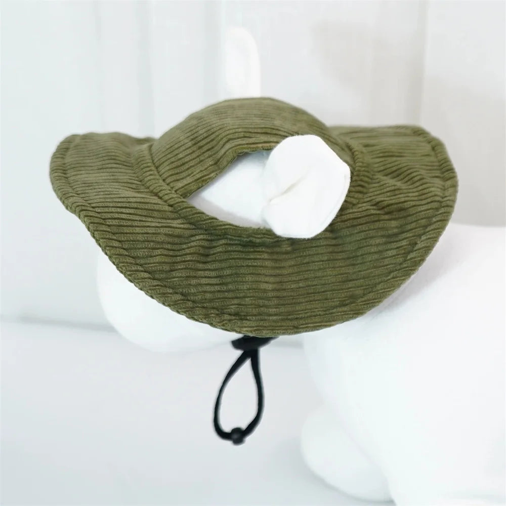 Dog Sun Hat with Chin Strap - Army Green / XS (2 to 5 kg)