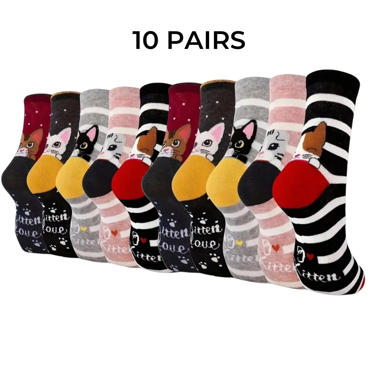 Cat Pattern Crew Socks