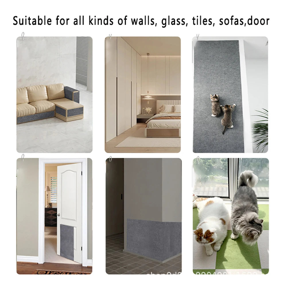 Self-adhesive cat scratching mat