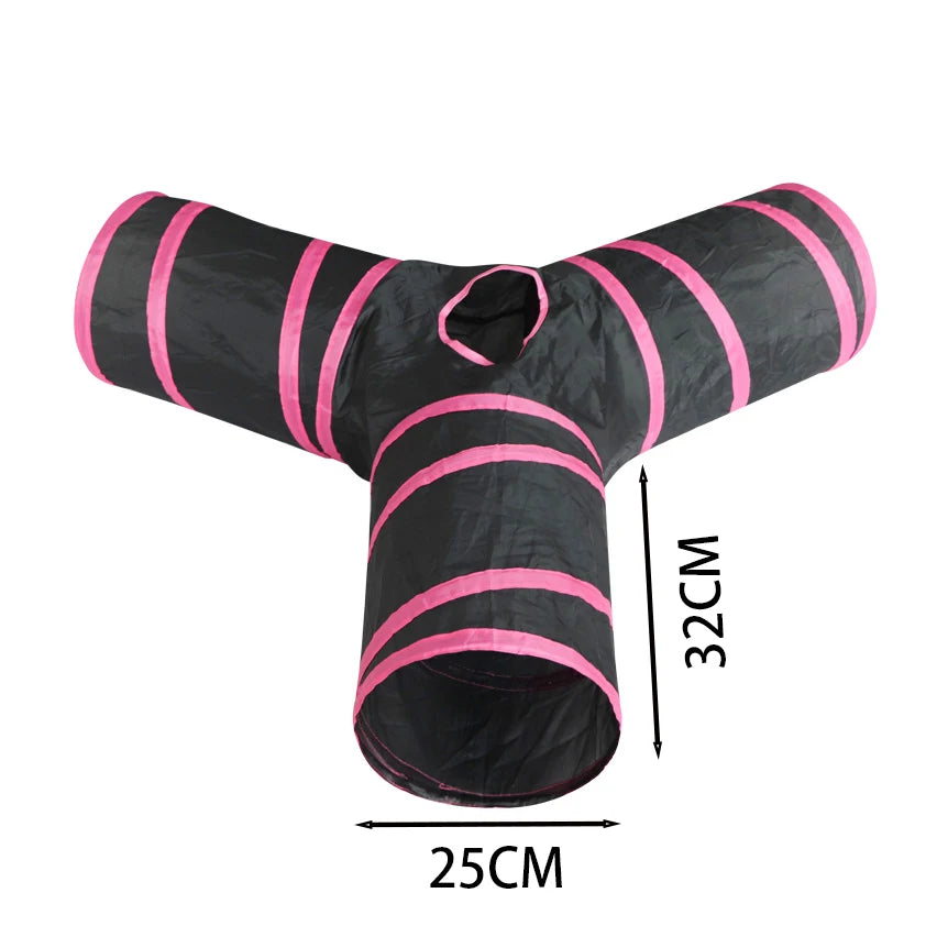 Collapsible Cat Play Tunnel - Black 3-way tunnel