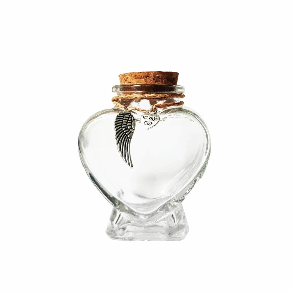 Glass Heart Fur Keepsake Bottle