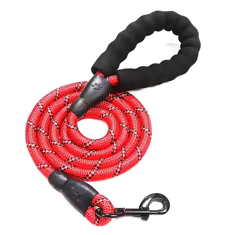 Reflective Nylon Rope Dog Lead - Red / 0.8 cm 1.5 m