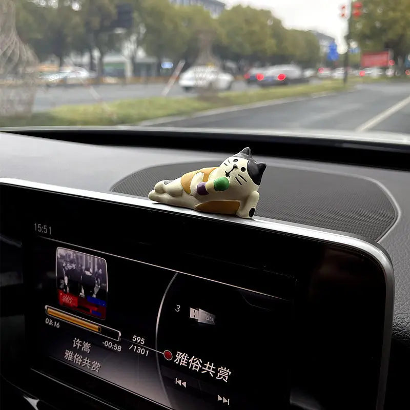 Sleepy Kitten Dashboard Figurine
