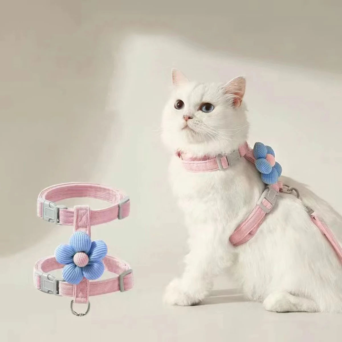 Cute Harness and Lead Set for Cats and Small Dogs - Pink / M