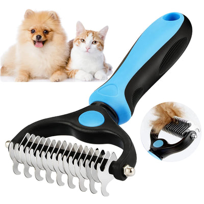 Double-sided deshedding and dematting brush