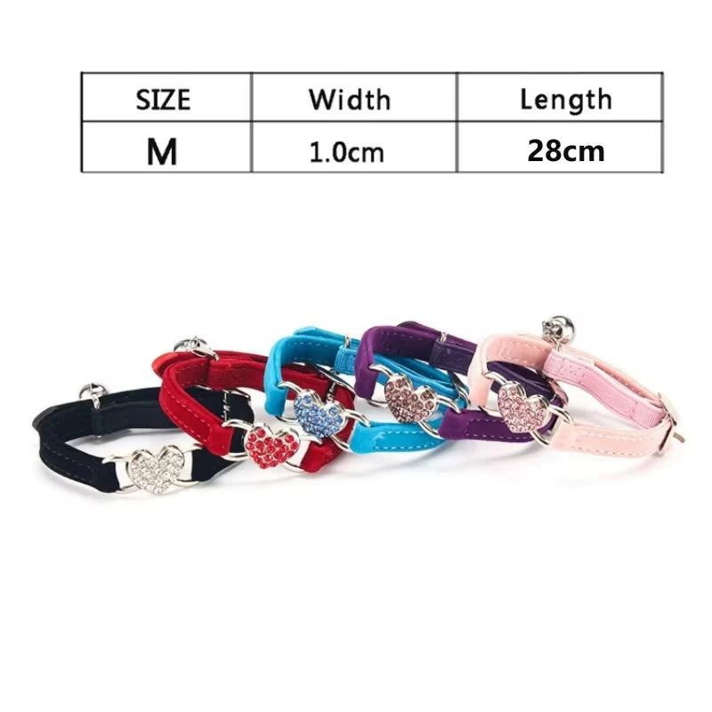 Velvet Heart Cat Collar with Bell