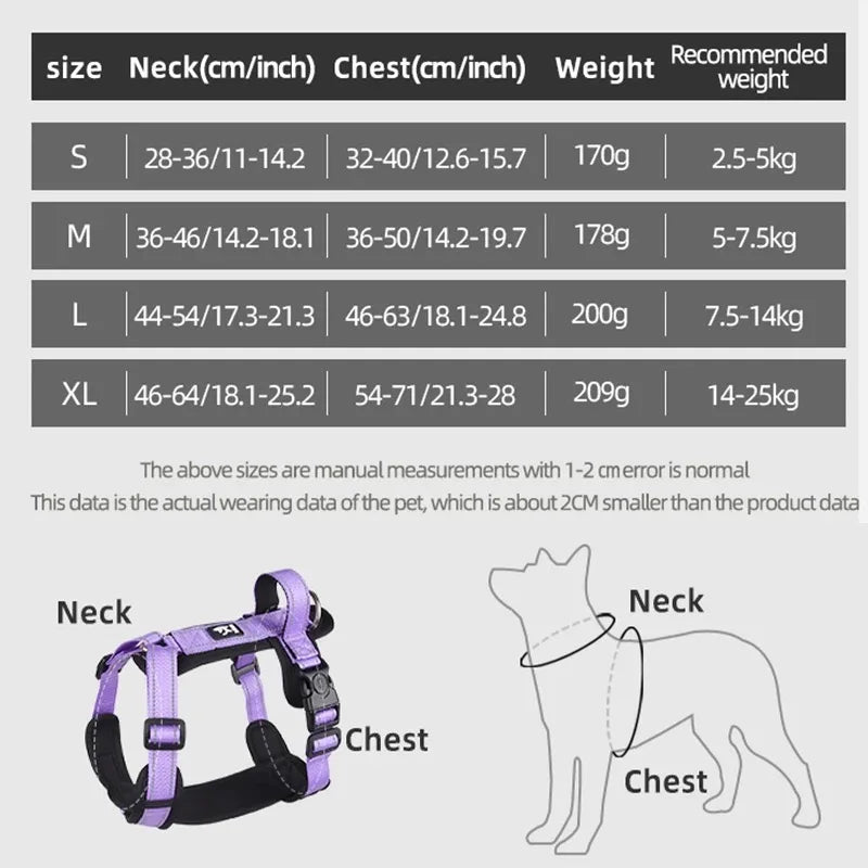 Padded Dog Harness with Handle, Lead Option