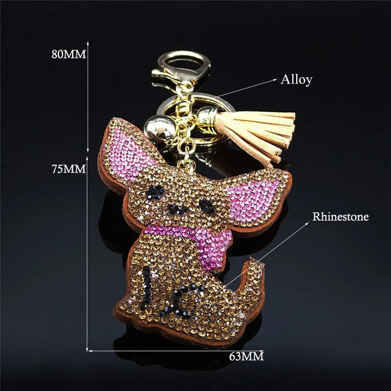 Crystal Cat & Dog Keyring