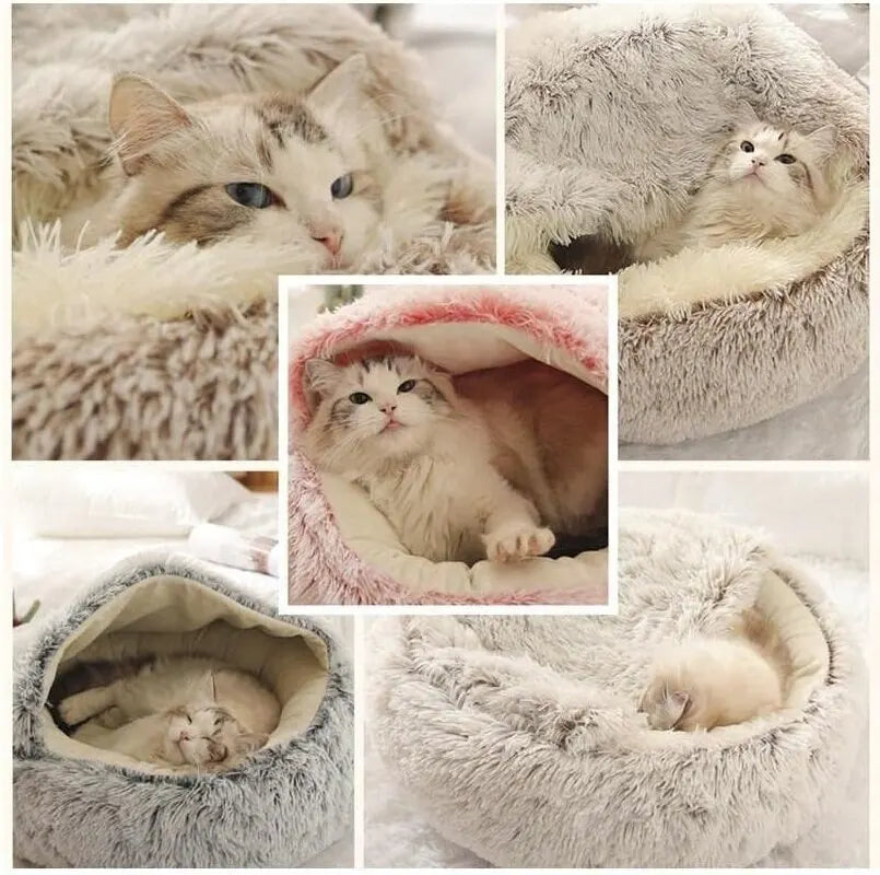 Hooded Plush Round Bed