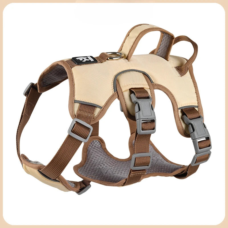 Reflective Vest Harness for Medium and Large Dogs - Beige / S (4.5 to 7.5 kg)