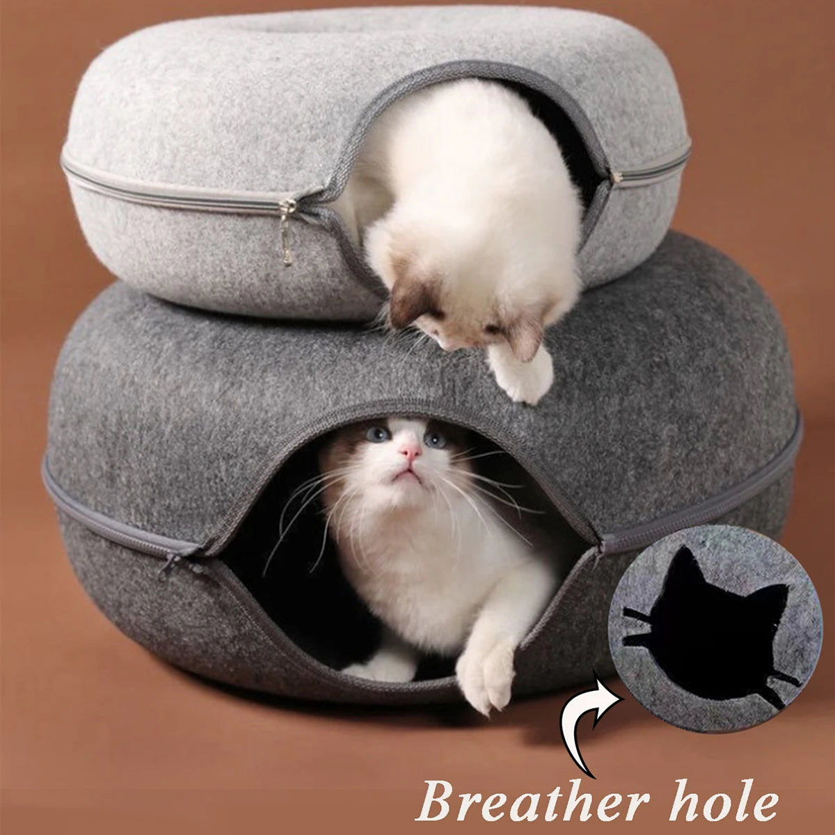 Felt Donut Tunnel Cat Bed