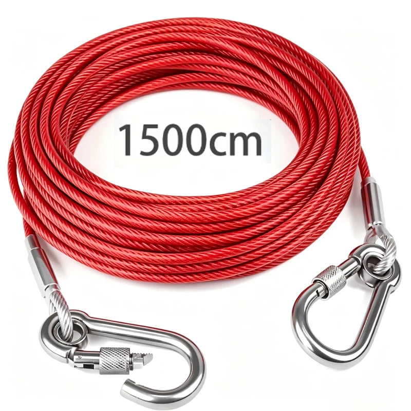 Heavy-Duty Steel Dog Tie-Out Cable - Red 1500 cm