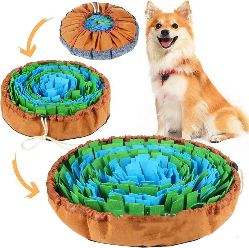 Round Snuffle Mat for Dogs - Blue and Green