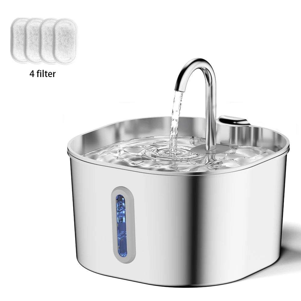 Stainless Steel Cat Water Fountain, 2.2 L - 3chip