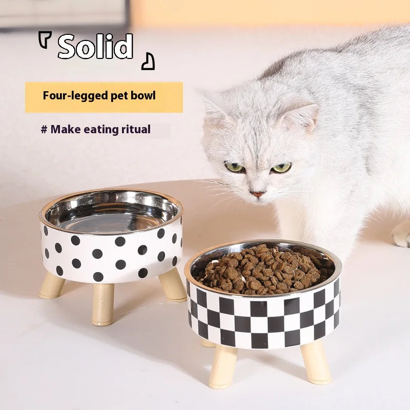 Raised Steel Bowl on Wooden Legs
