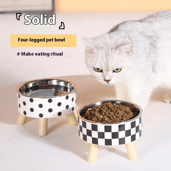 Raised Steel Bowl on Wooden Legs