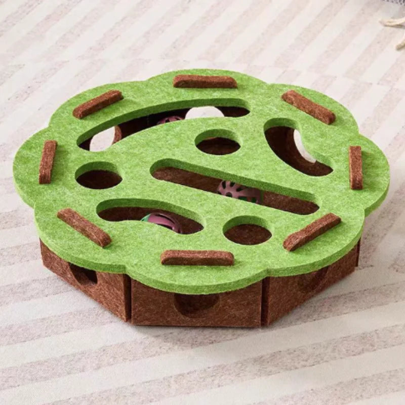 Felt Puzzle Maze Cat Toy with Ball