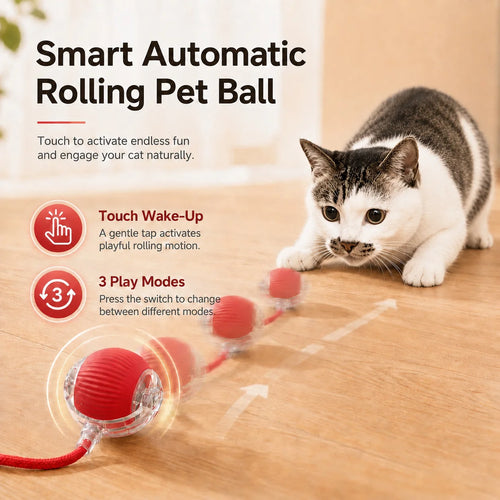 Automatic Rolling Ball Cat Toy, USB Rechargeable