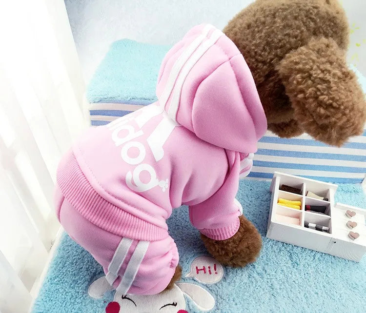 Hooded Tracksuit Jumpsuit for Small Dogs - Pink / XS (0.5 to 1.2 kg)