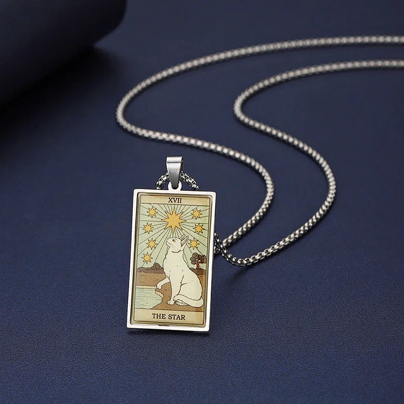 Cat Tarot Card Necklace