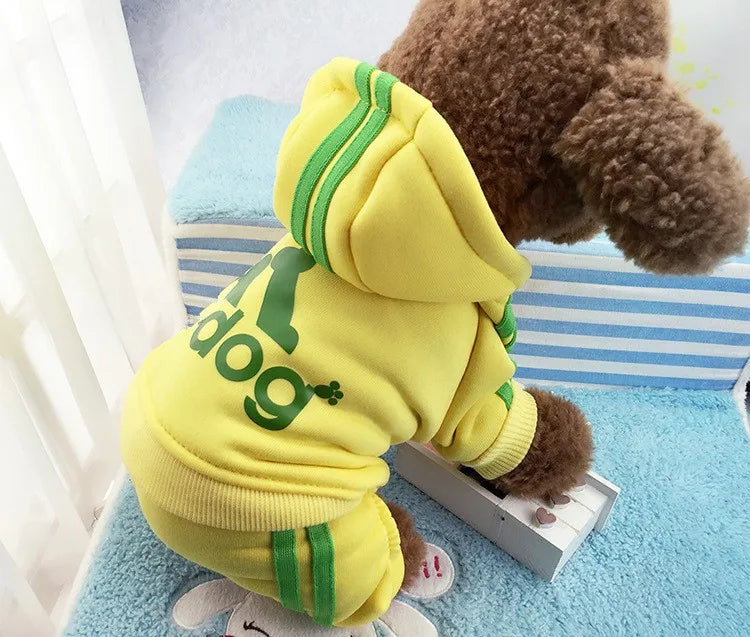 Hooded Tracksuit Jumpsuit for Small Dogs - Yellow / XS (0.5 to 1.2 kg)