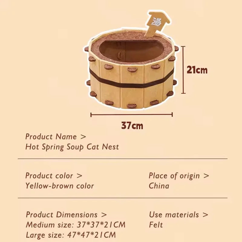 Wooden Tub Felt Cat Bed