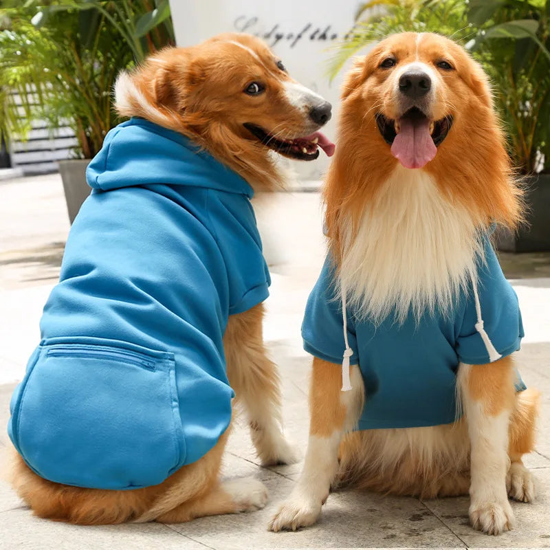 Fleece Hoodie for Large Dogs - Blue / XXL