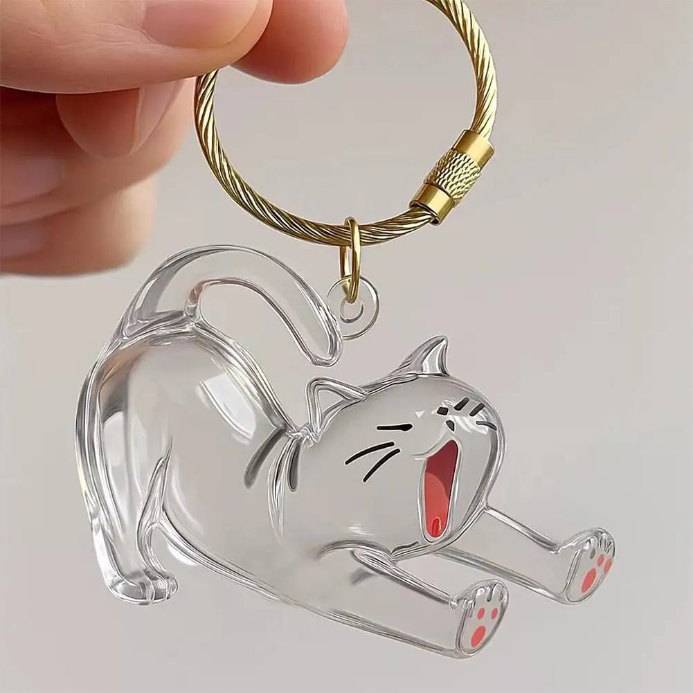 Cartoon Cat Fur Keepsake Keyring