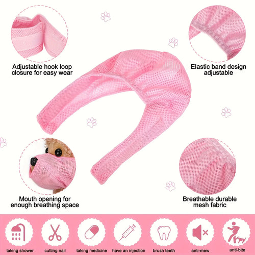 Breathable Mesh Cat Grooming Muzzle, Size S