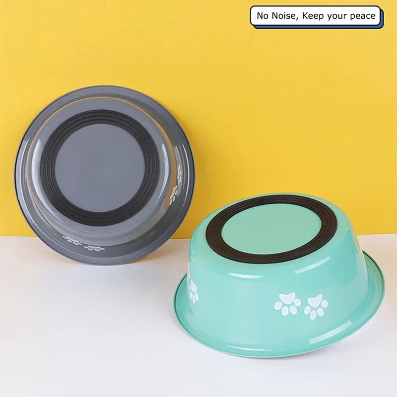 Stainless Steel Paw Print Dog Bowl