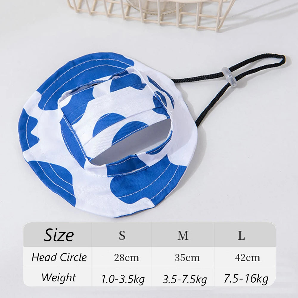 Printed Sun Cap for Dogs - Blue Cow / S (1 to 3.5 kg)
