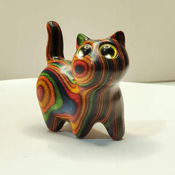 Hand-Painted Wooden Kitten