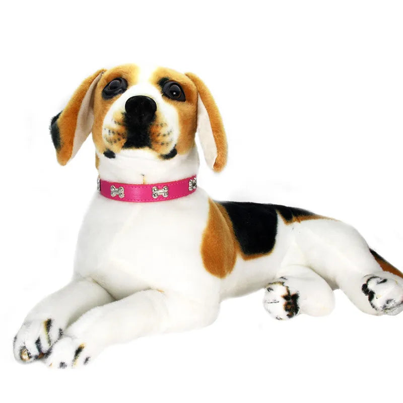 Leather Dog Collar with Bone Studs
